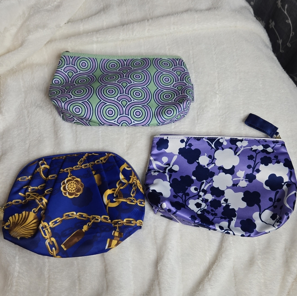 Set of Three Patterned Cosmetic Bags